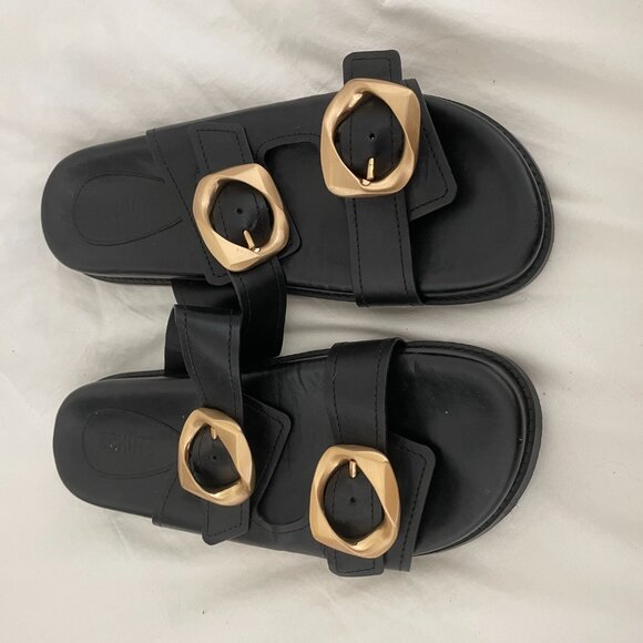 Schutz Black and Gold Sandals Size 9.5 - Picture 5 of 5